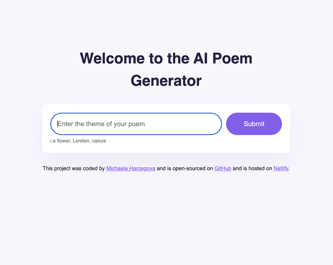 Ai poem generator project preview